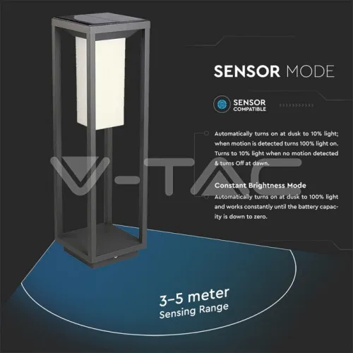 Lampa Solara tarus 2W LED Cip SAMSUNG Gri 3000K — imaginea 2