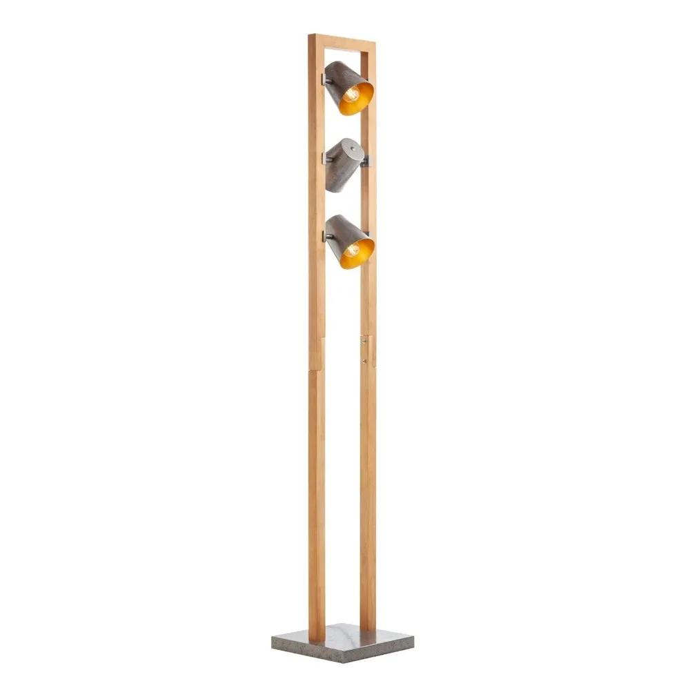 Lampadar Oaker 01-3498, 3 x E14, 1500 mm, lemn natur + argintiu, rustic