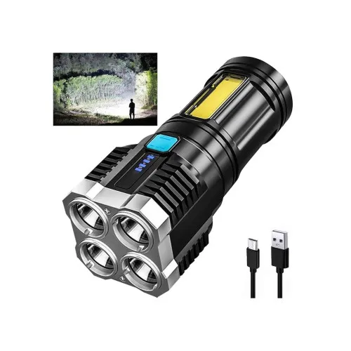 Lanterna tactica reincarcabila 4 LED 1000 lumeni COB lateral USB IPX6 — imaginea 2