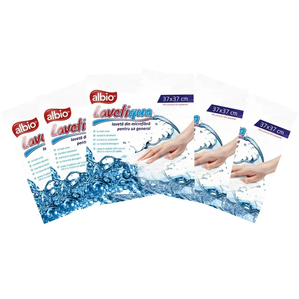Laveta uz general, Albio Lavetiqua, microfibra, alba, 37 x 37 cm, set 5 bucati