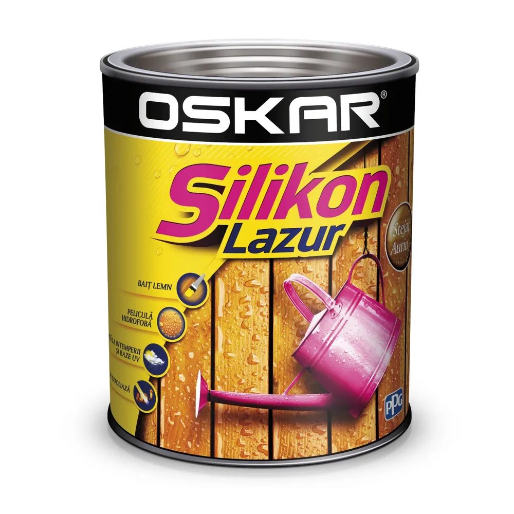 Lazura pentru lemn, Oskar Silikon Lazur, stejar auriu, interior / exterior, 0.75 L