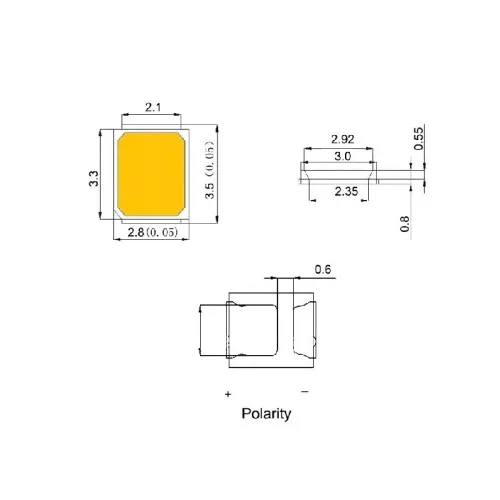 LED SMD 2835 0.2W 2.0-2.2V lumina rosie set 50 bucati — imaginea 2