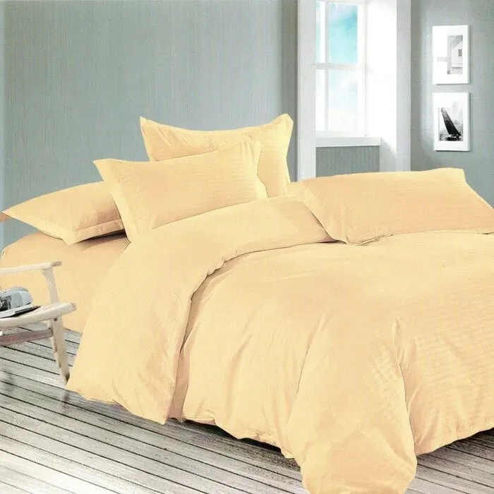 Lenjerie de pat microfibra, Crem, 2 persoane, crem, set 4 piese