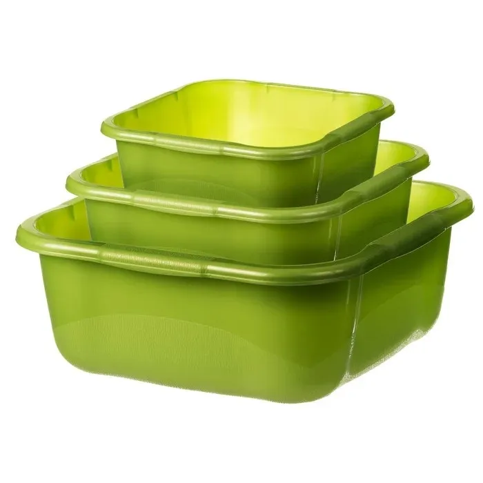 Lighean universal patrat, plastic, diverse culori, set 3 buc, 4 L / 7 L / 10 L