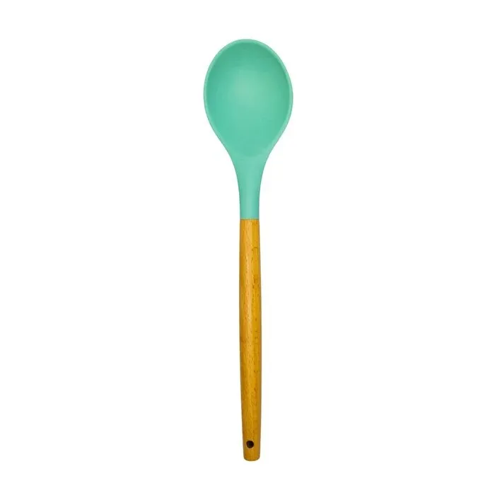 Lingura YJJY05, silicon + lemn, verde, 31.7 x 6.9 cm