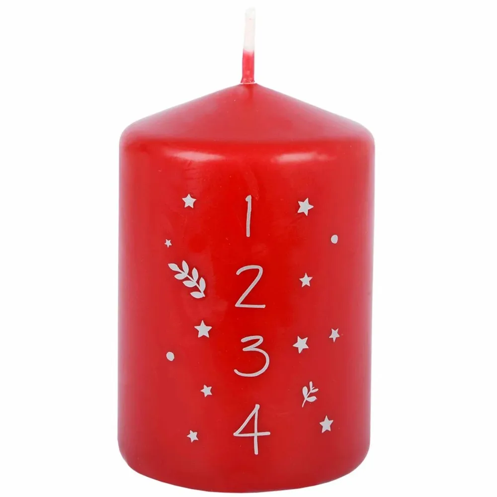 Lumanare decorativa tip stalp, Muller Kerzen, Advent, fara aroma, 10 x 6.8 cm, timp de ardere 32 ore