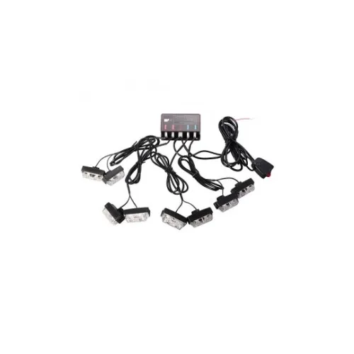 Lumini de zi DRL LED 12V cu 8 mini proiectoare lumina alba set