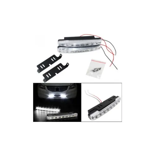 Lumini de zi LED DRL 6000K 8 LED-uri cu lupa 153mm 2 bucati