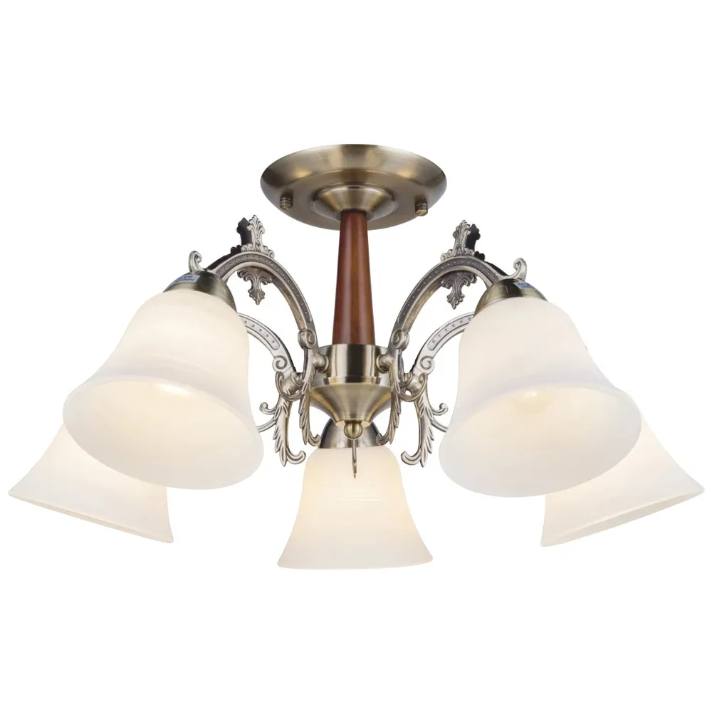 Lustra Anka LY-3233, 5xE27, bronz/maro/alb, 56x30cm, clasic
