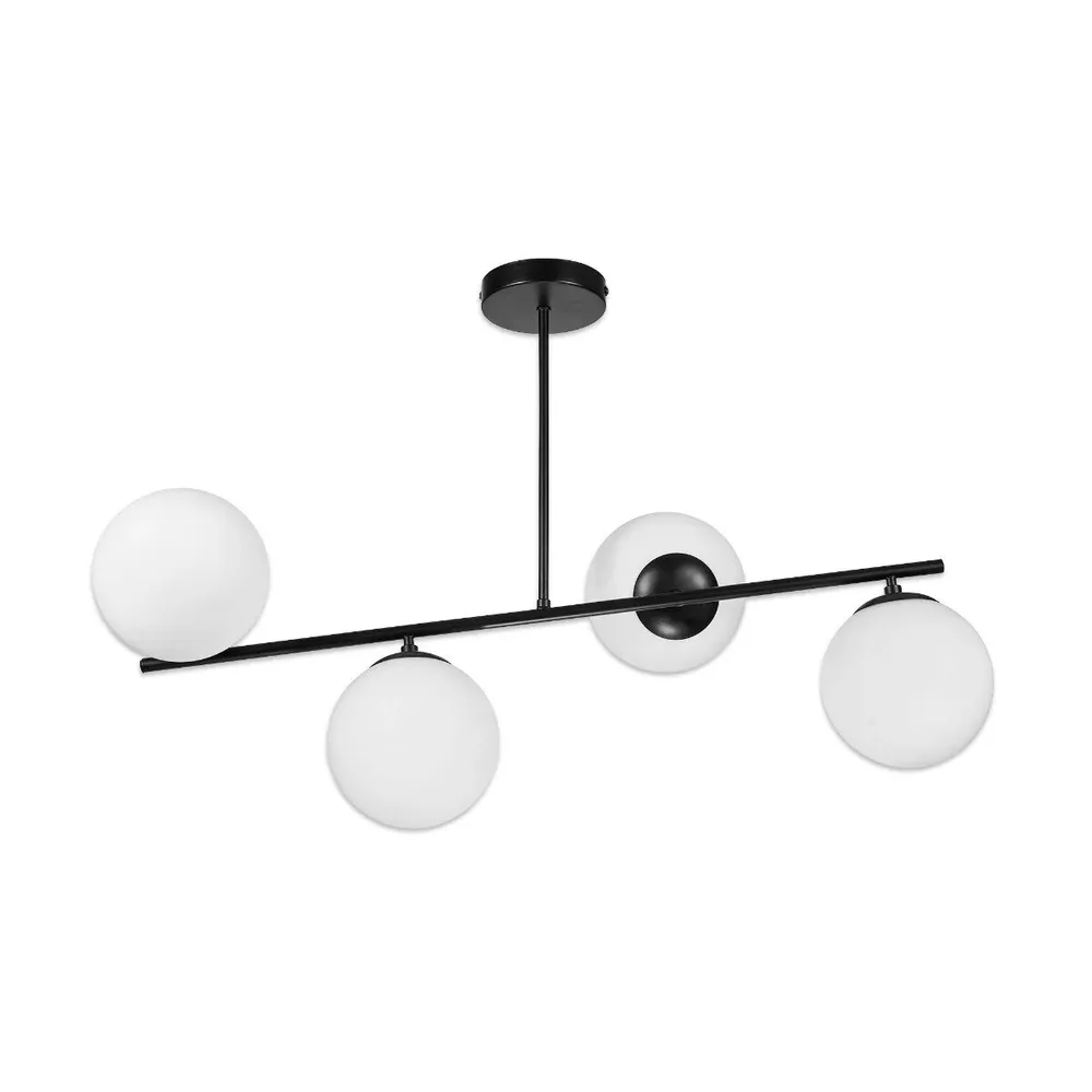 Lustra Nuray, 4 x E27, negru alb opal, 80x30x51cm