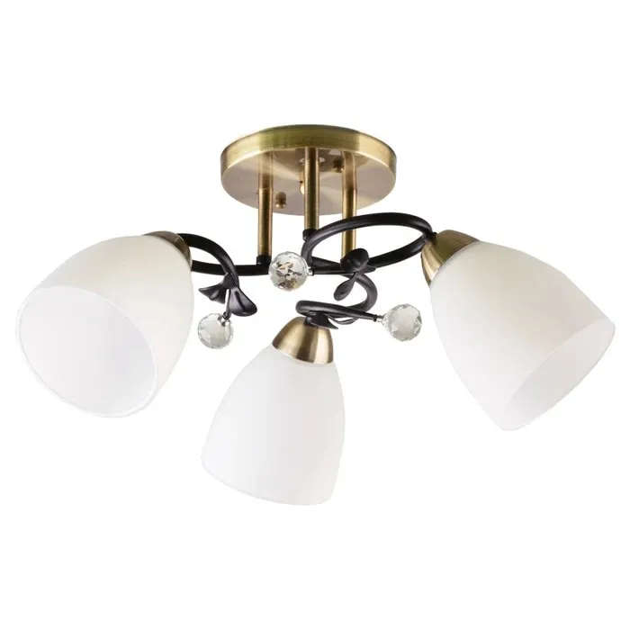Lustra Simpi LY-3489, 3 x E27, bronz + alb, dimensiuni 50x25cm