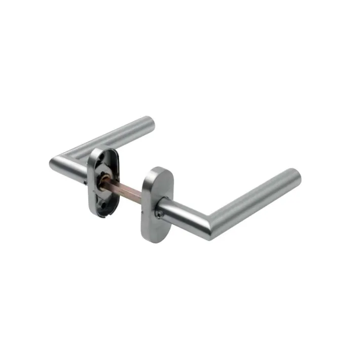 Maner cu rozeta ovala pentru usi interioare, otel inoxidabil, argintiu, 140 x 32 mm