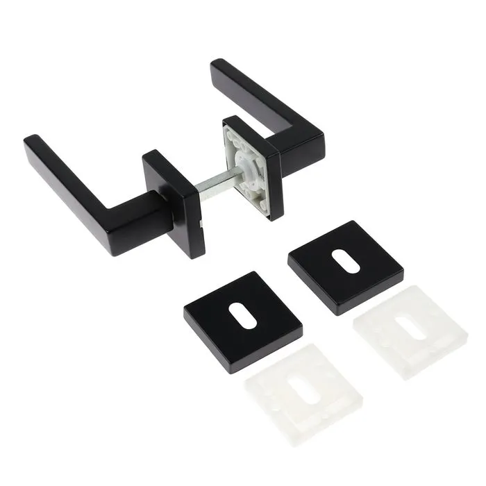 Maner cu rozeta patrata pentru usa interior, Clio, zinc, negru mat, 124 x 50 mm