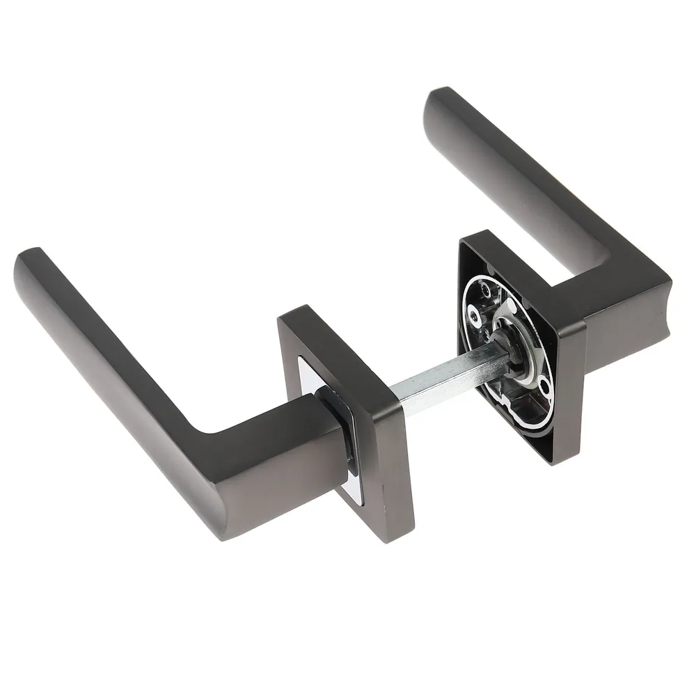 Maner cu rozeta patrata pentru usa interior, Eureka Gato BB K RS54, zamac, nichel antracit + crom polisat, 135 x 54 mm