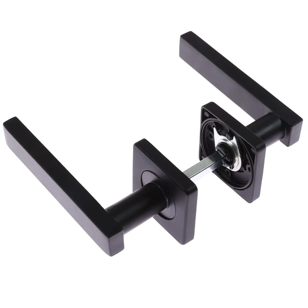 Maner cu rozeta patrata pentru usa lemn, Bali Gato BB(K) RS55, zamac, negru, 130 x 55 mm