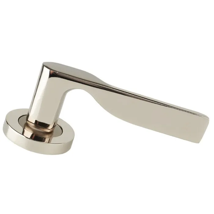 Maner cu rozeta rotunda pentru usa interior, Ekin, zamac, argintiu, 130 x 55 mm