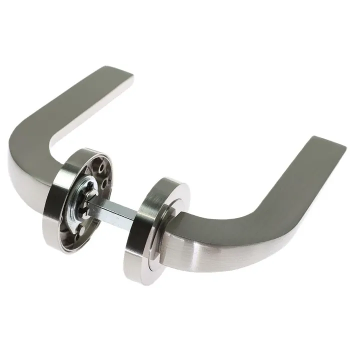Maner cu rozeta rotunda pentru usa interior, Gato Altiva BB K RR55, zamac, satin nichel, 130 x 55 mm