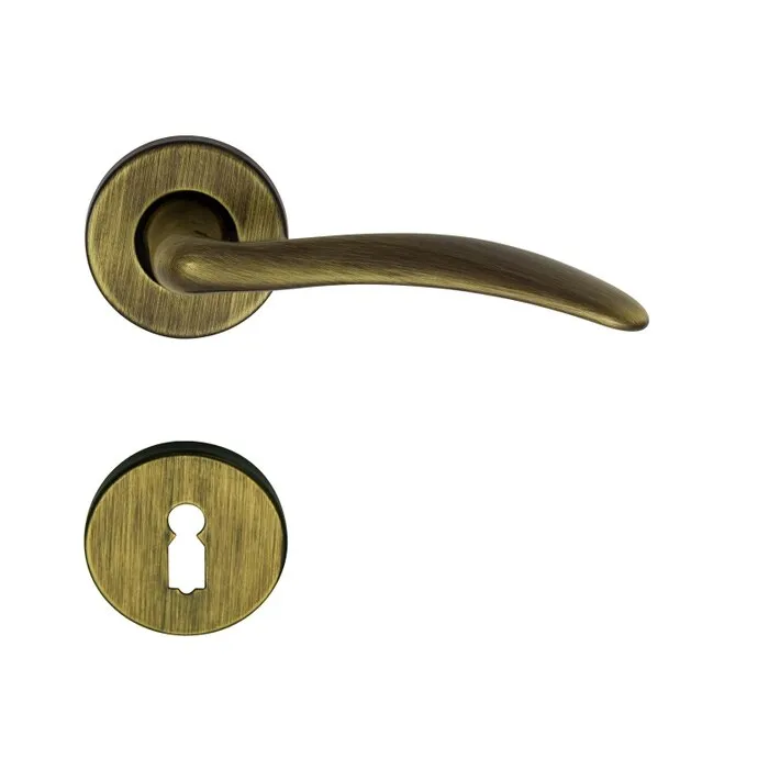 Maner cu rozeta rotunda pentru usa interior, Giulia Verofer P, alama, bronz grafiat, 50 mm