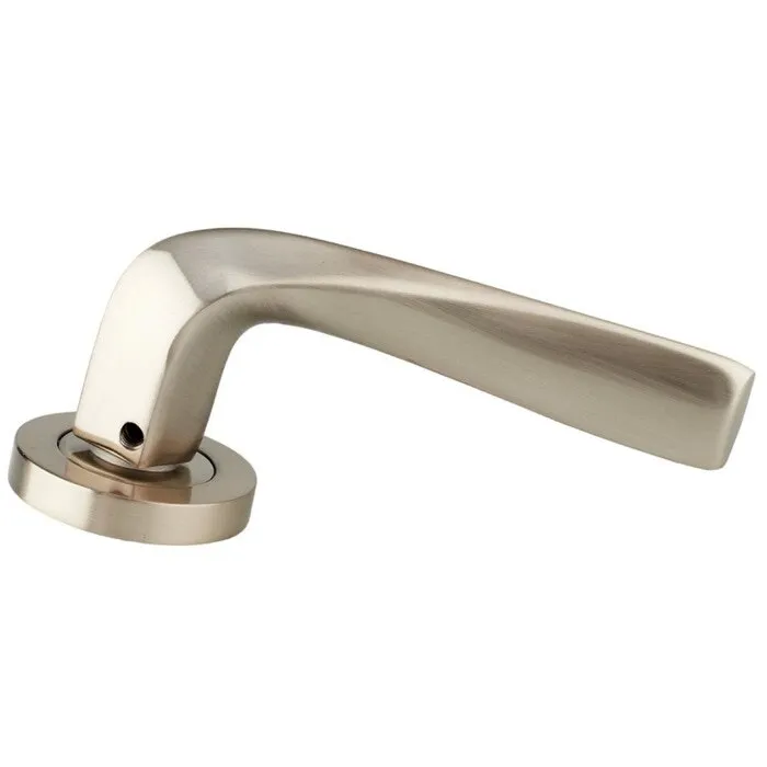 Maner cu rozeta rotunda pentru usa interior, Royal, zamac, argintiu, 130 x 55 mm