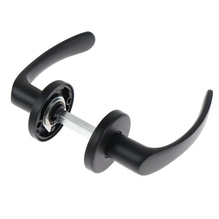 Maner cu rozeta rotunda pentru usa interior, Sydney Gato BB K RR50, zamac, negru, 125 x 50 mm
