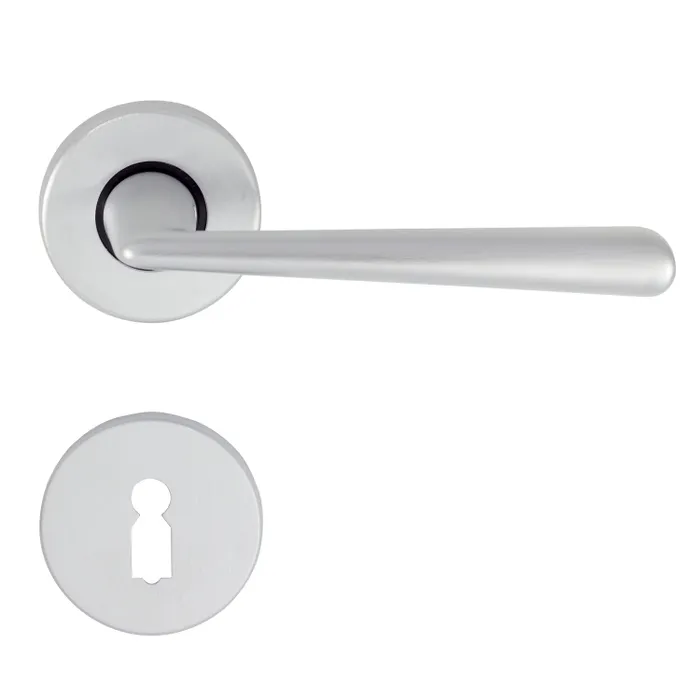 Maner cu rozeta rotunda pentru usa interior, Trendy Verofer P, alama, crom satinat, 50 mm