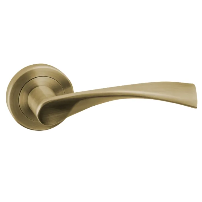 Maner cu rozeta rotunda pentru usa interior Yale Milano, aluminiu, bronz antic, 120 x 54 mm
