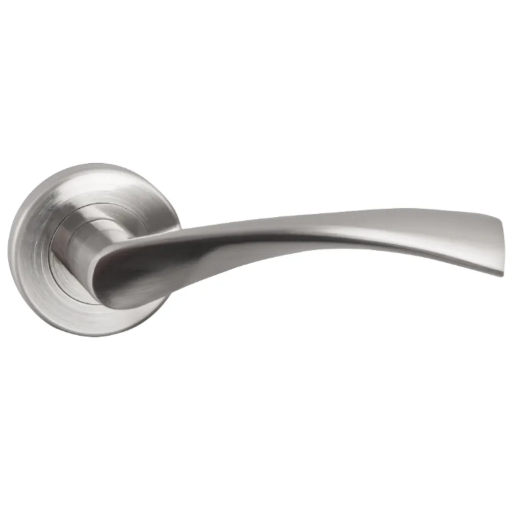 Maner cu rozeta rotunda pentru usa interior, Yale Milano, aluminiu, nichel satinat, 120 x 54 mm
