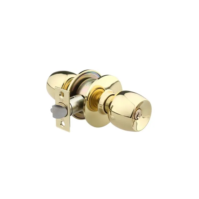 Maner cu rozeta rotunda pentru usa intrare, Knobset, tip buton, alama, auriu, 60 mm