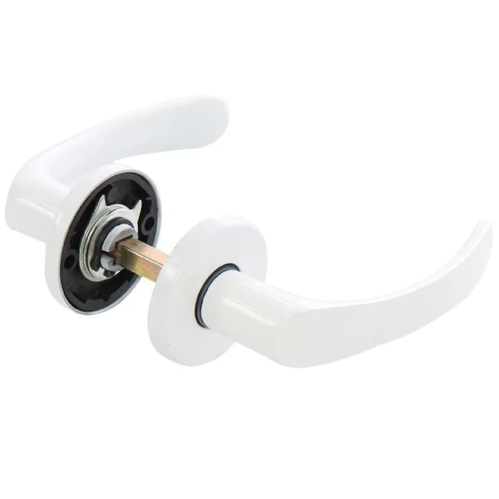 Maner cu rozeta rotunda pentru usa lemn, Sydney Gato BB(K) RR50, zamac, vopsit alb, 110 x 50 mm