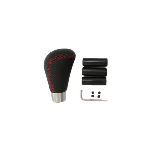 Maner schimbator viteze auto universal negru piele cusatura rosie