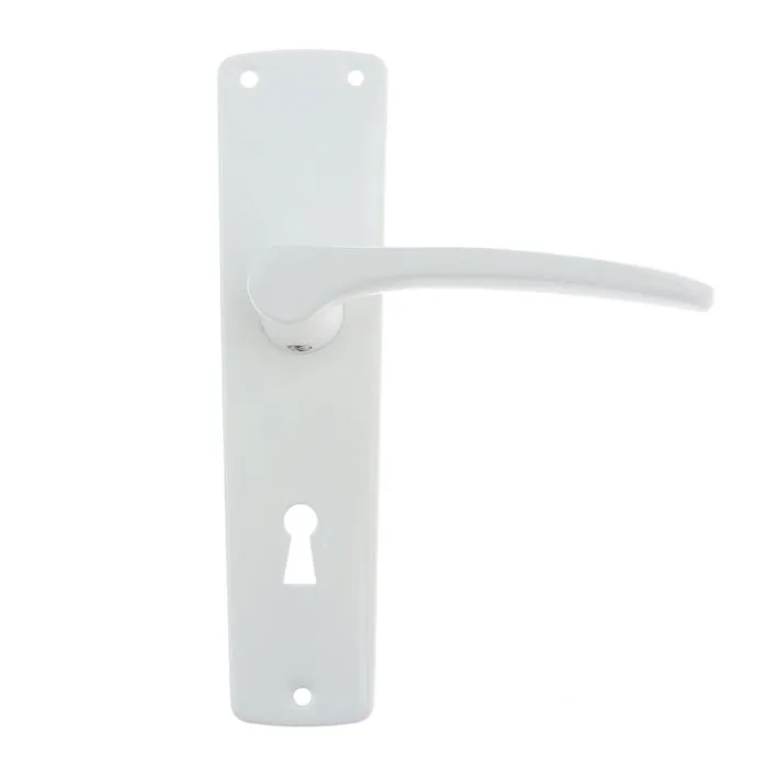 Maner usa interior, cu sild, Urbis, pentru cheie, metal, alb, 54 mm