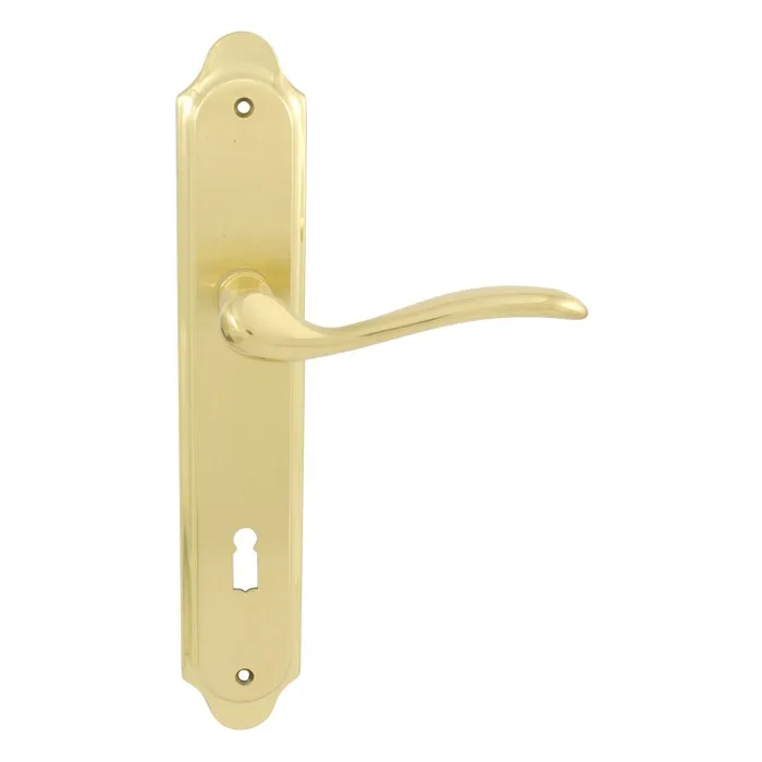 Maner usa interior, cu sild, Verofer Tolosa, pentru cheie alama, auriu lucios, 90 mm