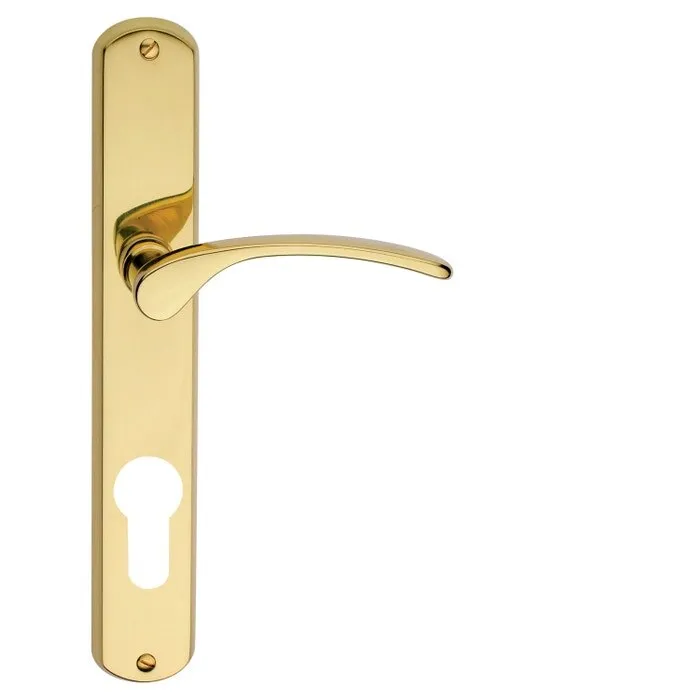 Maner usa interior, cu sild, Verofer Vienetta, pentru cilindru, alama, auriu lucios, 90 mm