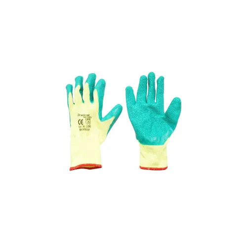 Manusi de lucru din bumbac latex galben-verde marimea 10 Breckner Germany