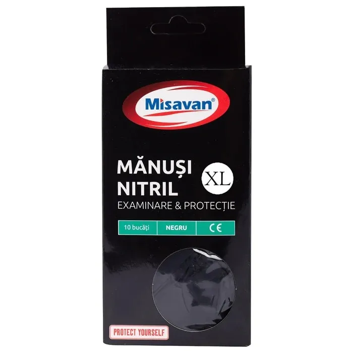 Manusi de protectie din nitril Misavan, set 10 buc, colorate negru, marimea XL