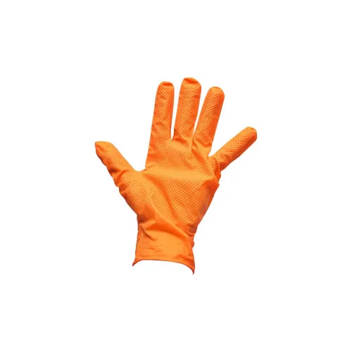 Manusi din nitril portocalii nepudrate cu textura diamond grip 50 bucati / 79997 / 79999