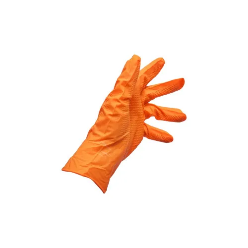 Manusi din nitril portocalii nepudrate cu textura diamond grip 50 bucati / 79997 / 79999 — imaginea 3