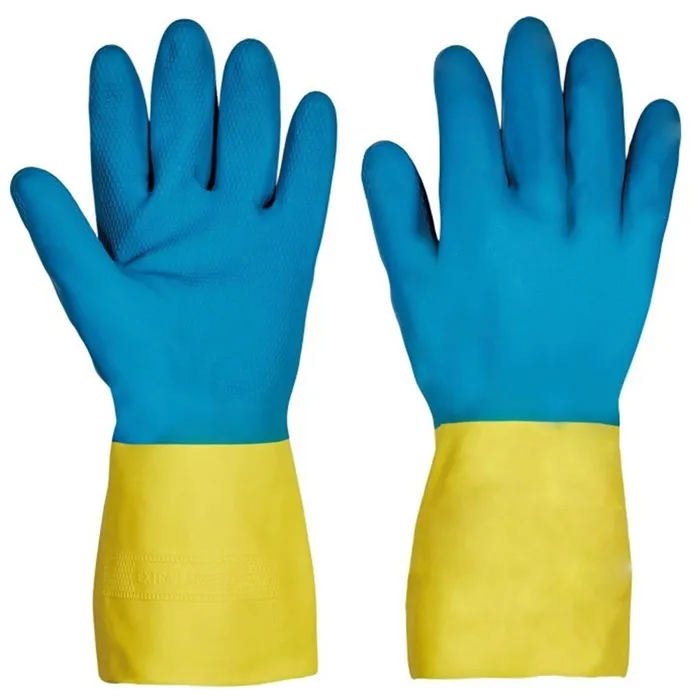 Manusi menaj Casia DCT, latex natural, albastru + galben, marimea L