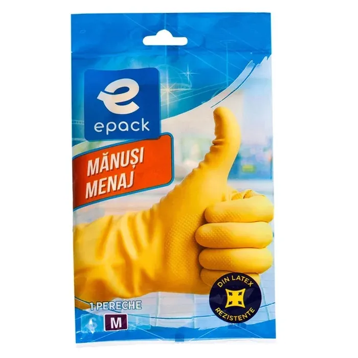 Manusi menaj Epack N2255V, latex, galbene, marimea M, 1 pereche
