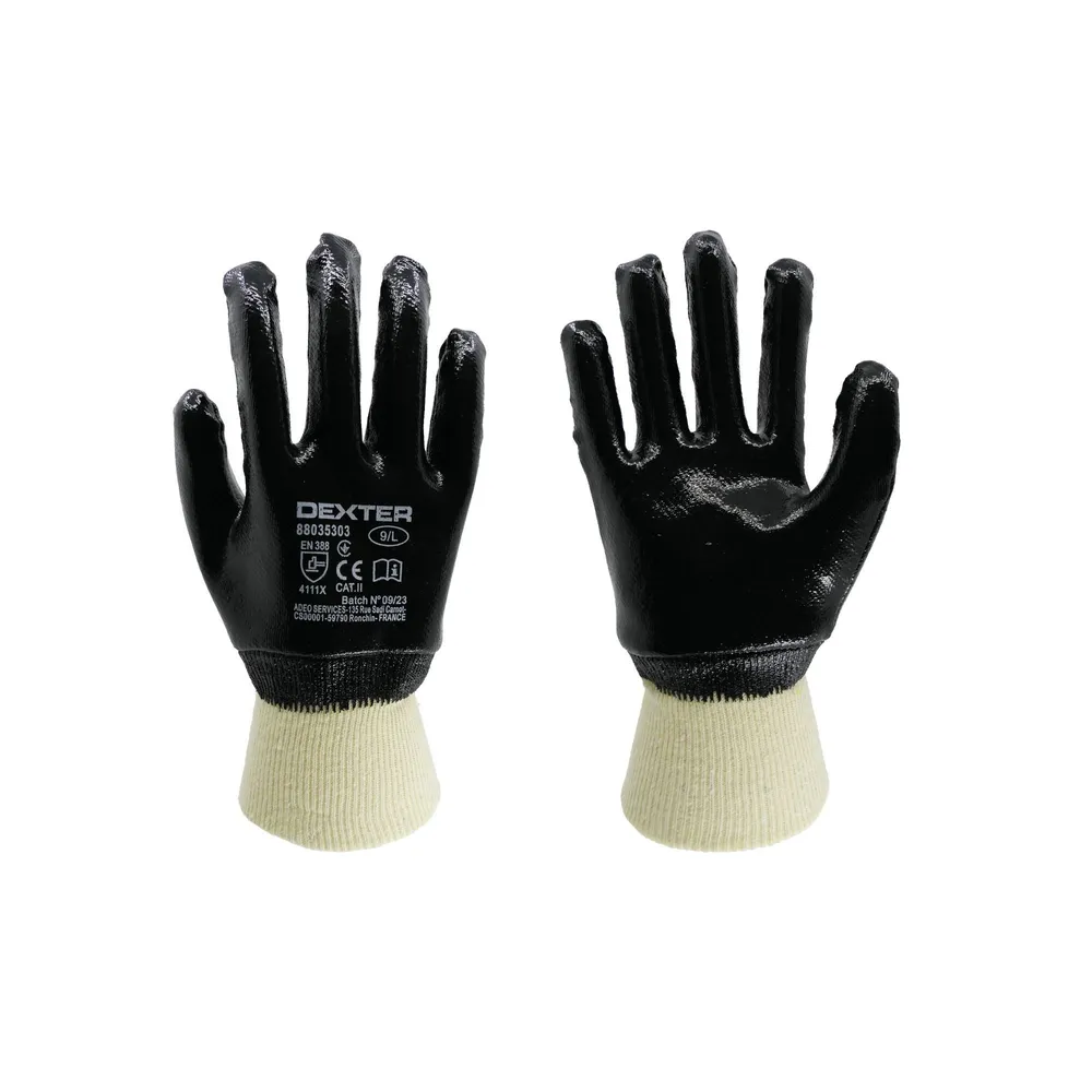 Manusi protectie, impermeabile, imersate in nitril, marimea 10 (XL), negru/crem