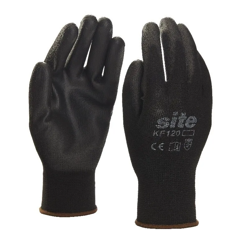 Manusi protectie Site KF120, nylon, palma PU, marime L, negru