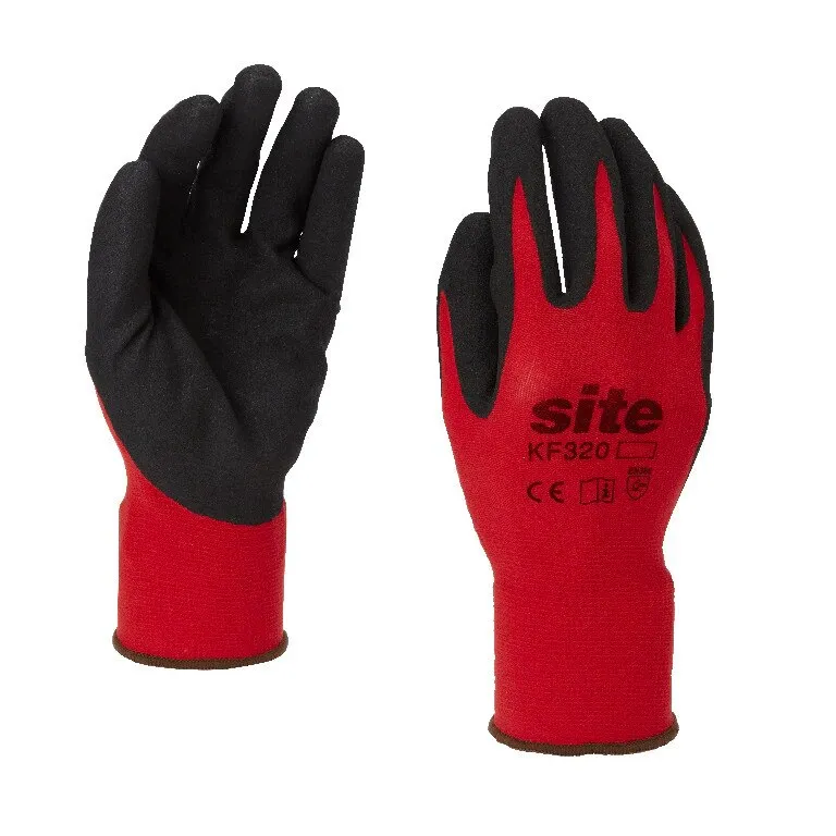 Manusi protectie Site KF320, nitril, rosu-negru, marime M