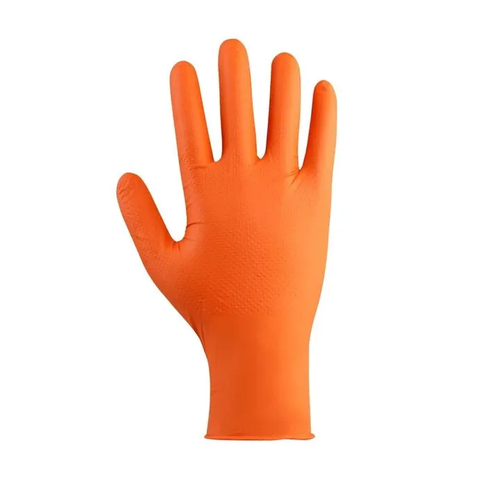 Manusi protectie unica folosinta, pentru menaj, Orange, nitril, portocaliu, marimea L, set 50 bucati