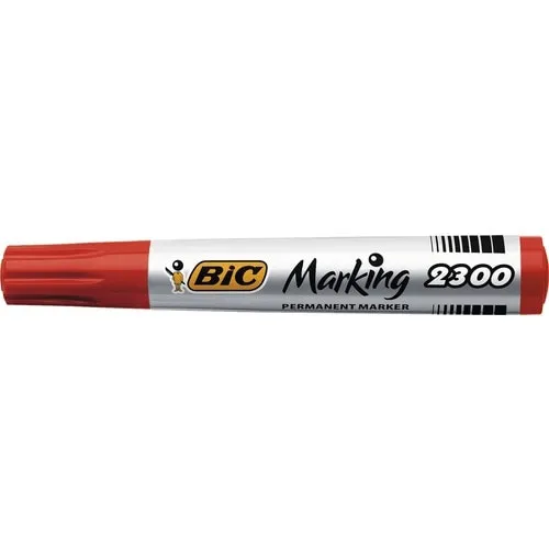 Marker permanent Bic 2300 rosu, varf de scriere in forma tesita