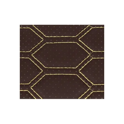 Material imitatie piele tapiterie hexagon cu gaurele maro/cusatura bej