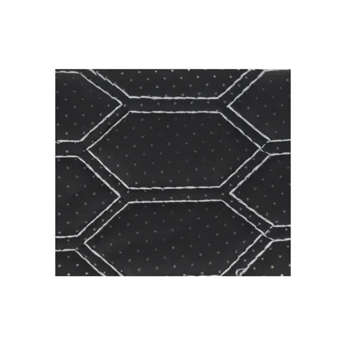 Material imitatie piele tapiterie hexagon cu gaurele negru/cusatura gri