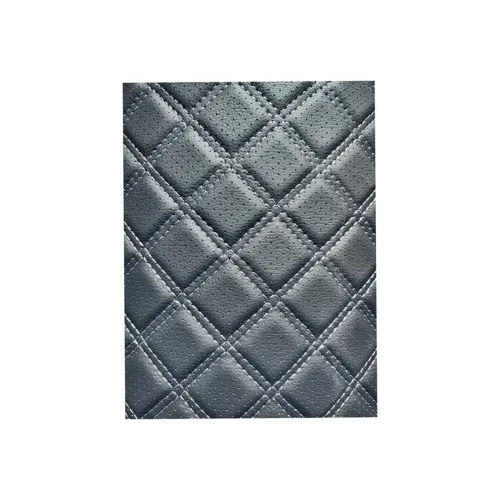 Material imitatie piele tapiterie romb cu gaurele negru/cusatura bej