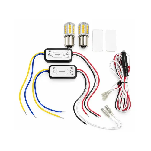 Modul America cu becuri LED P21W BAY15S 78 SMD 4014 pozitie alba si semnalizare galbena 12V set 2 bucati — imaginea 2