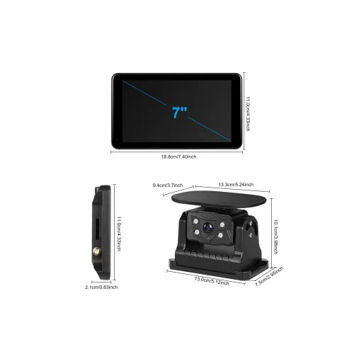 Monitor auto digital wireless 7 inch cu camera marsarier solara BSD ecran tactil camera magnetica DC12V-36V — imaginea 3