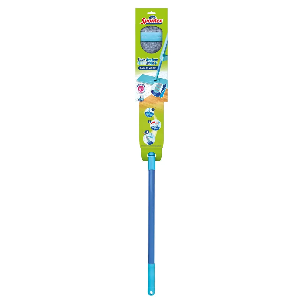 Mop plat, microfibra, Spontex Easy System Max, cu sistem stoarcere si maner telescopic